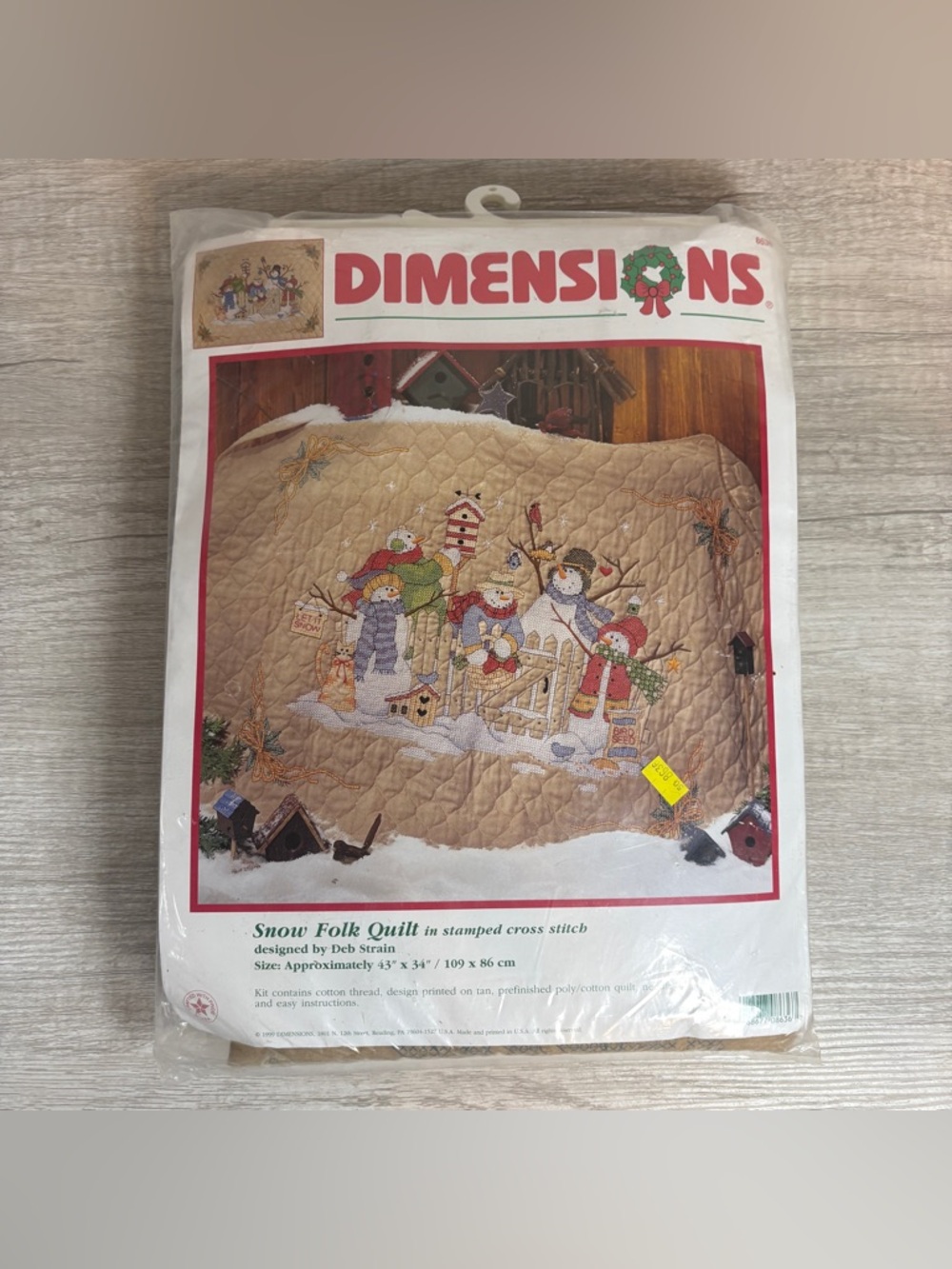Dimensions Stamped Cross Stitch Kit 8636 Snow Folk Quilt 43x34 Christmas Snowmen